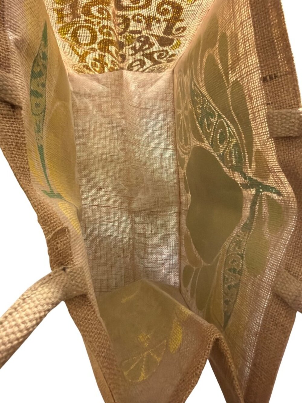 Trader Joes Lemon Lime Design Jute Tote Bag Cotton Handles Retired Citrus NWT - Picture 6 of 6